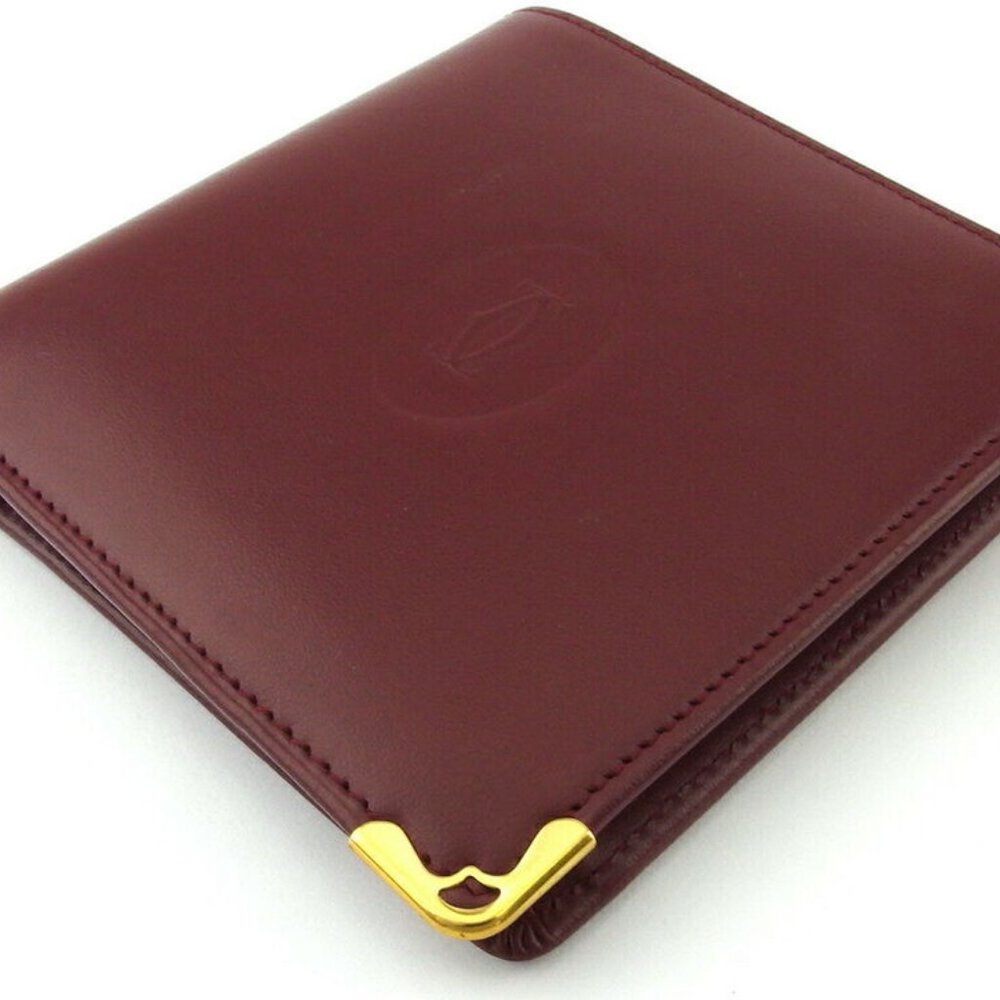 Authentic Cartier Wallets Mast Line Bordeaux Leat… - image 4